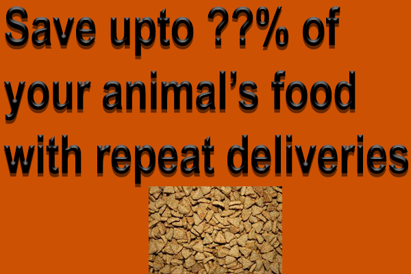 Get upto ??% of your animal's food with repeat deliveries